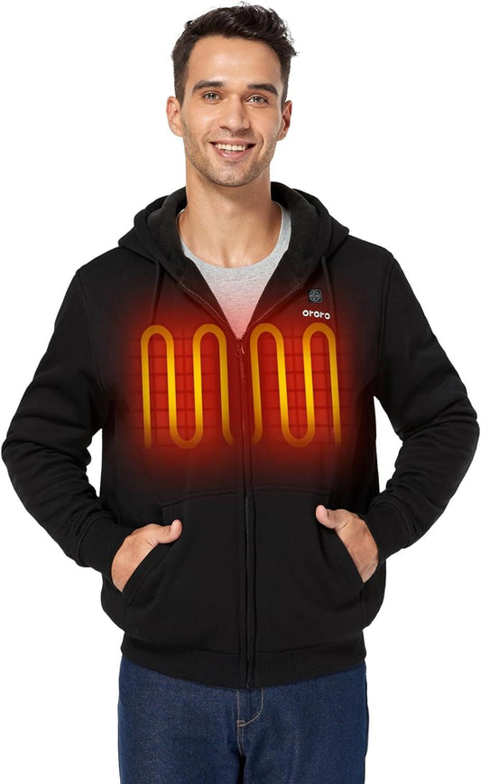 Heated Hoodie with Battery, Fleece Full-Zip Heated Sweatshirt Hoodie (Charger Not Included) - My Store