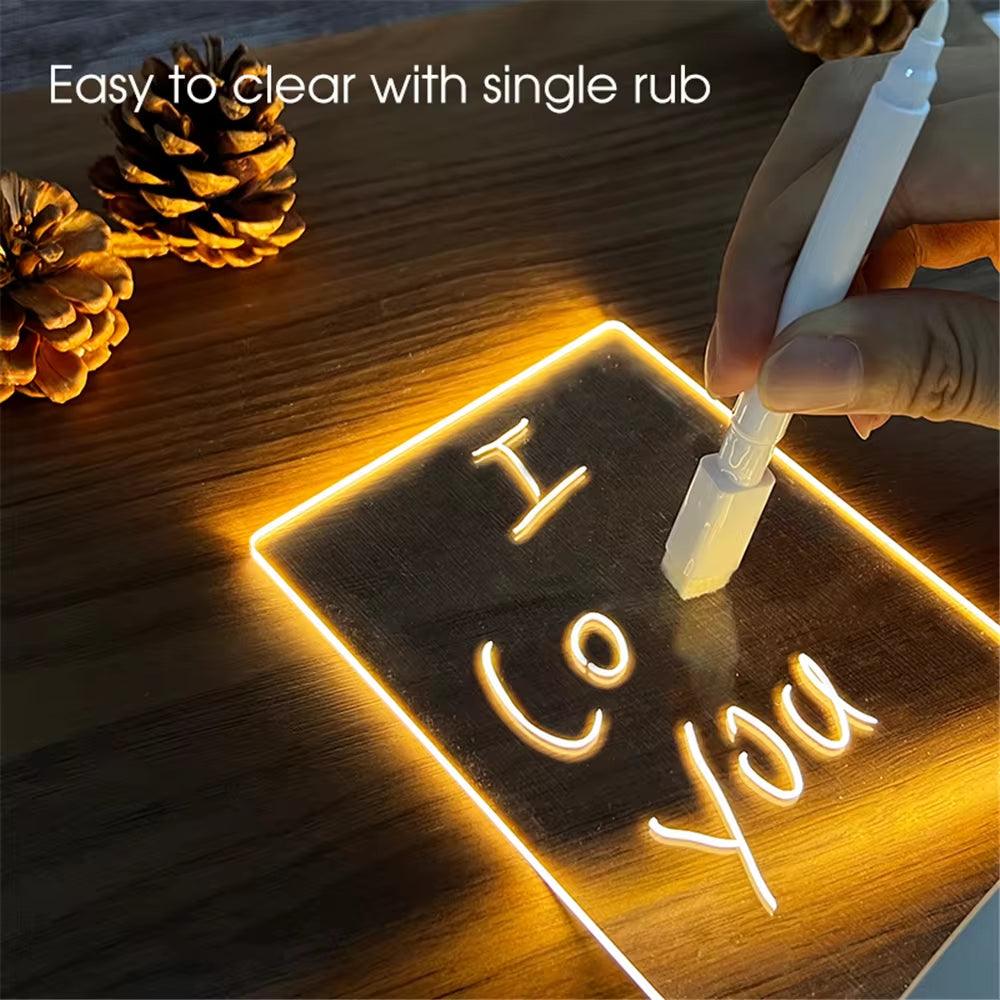 Transparent Luminous LED Night Lights USB Luminous Acrylic Night Light Erasable Write Message Board Calendar Desktop Ornaments - My Store