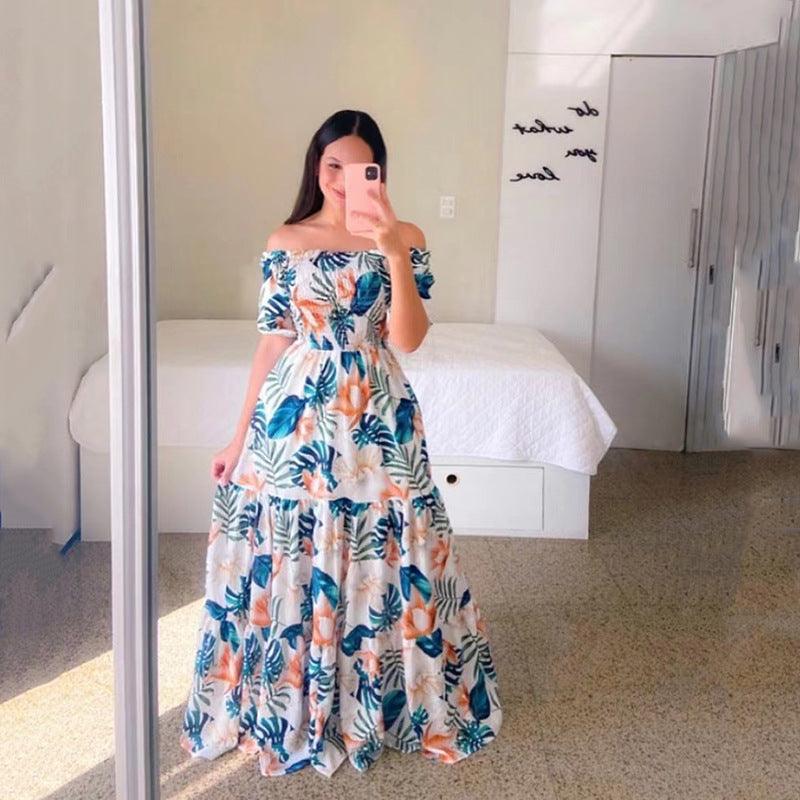 Women's Off-shoulder Floral Fashion Off-shoulder Long Dress - My Store