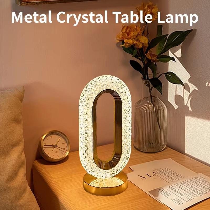 Modern Luxury Oval USB Rechargeable Crystal Table Lamp Living Room Bedroom Bedside Creative Decoration Atmosphere Night Light - My Store