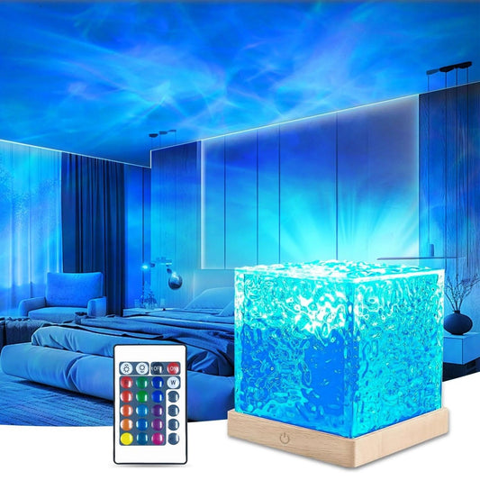 Northern Lights Cube Lamp Ocean Wave Lamp Water Projector Light Luminorthe Cube Lamp Lumena Lights Cube Bedroom Decor 16 Colors - My Store