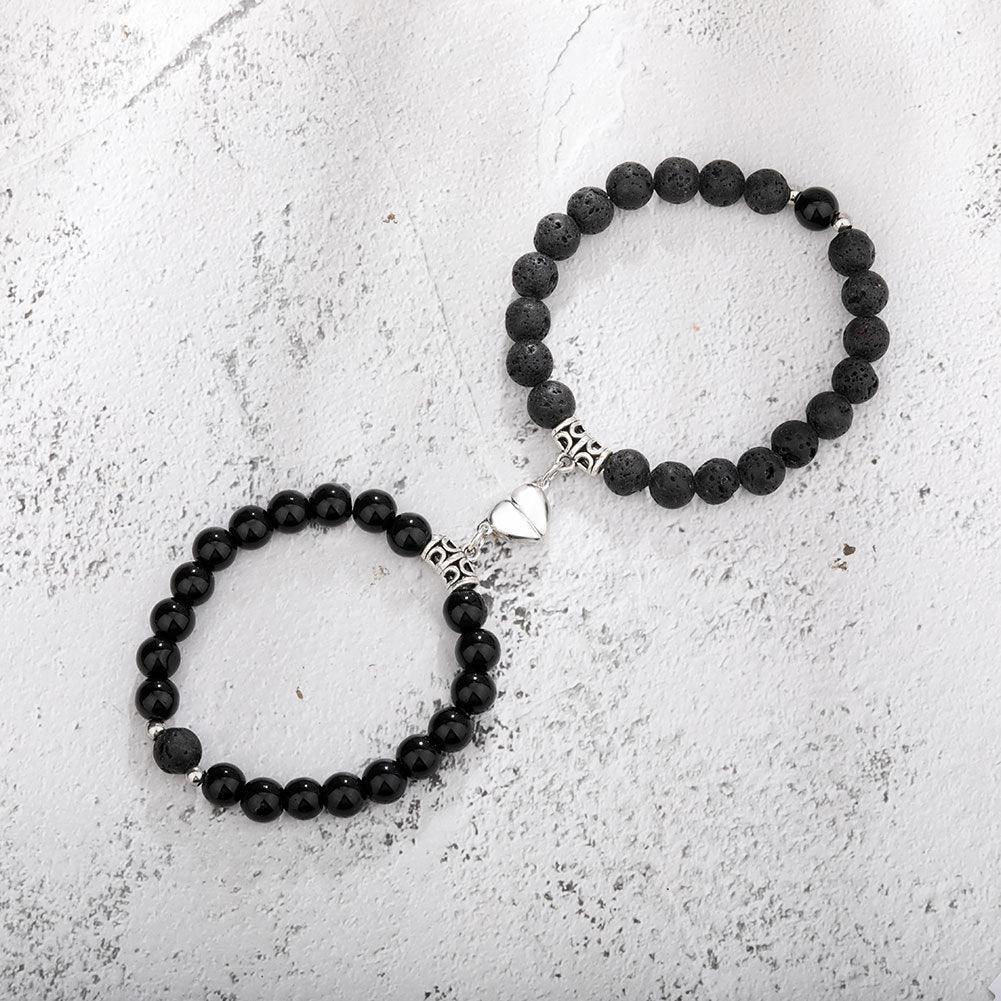 One Pair Magnetic Couple Bracelet For Women Lover Heart Distance Paired Pendant Natural Stone Bracelets Valentine's Day Gifts Men Jewelry - My Store