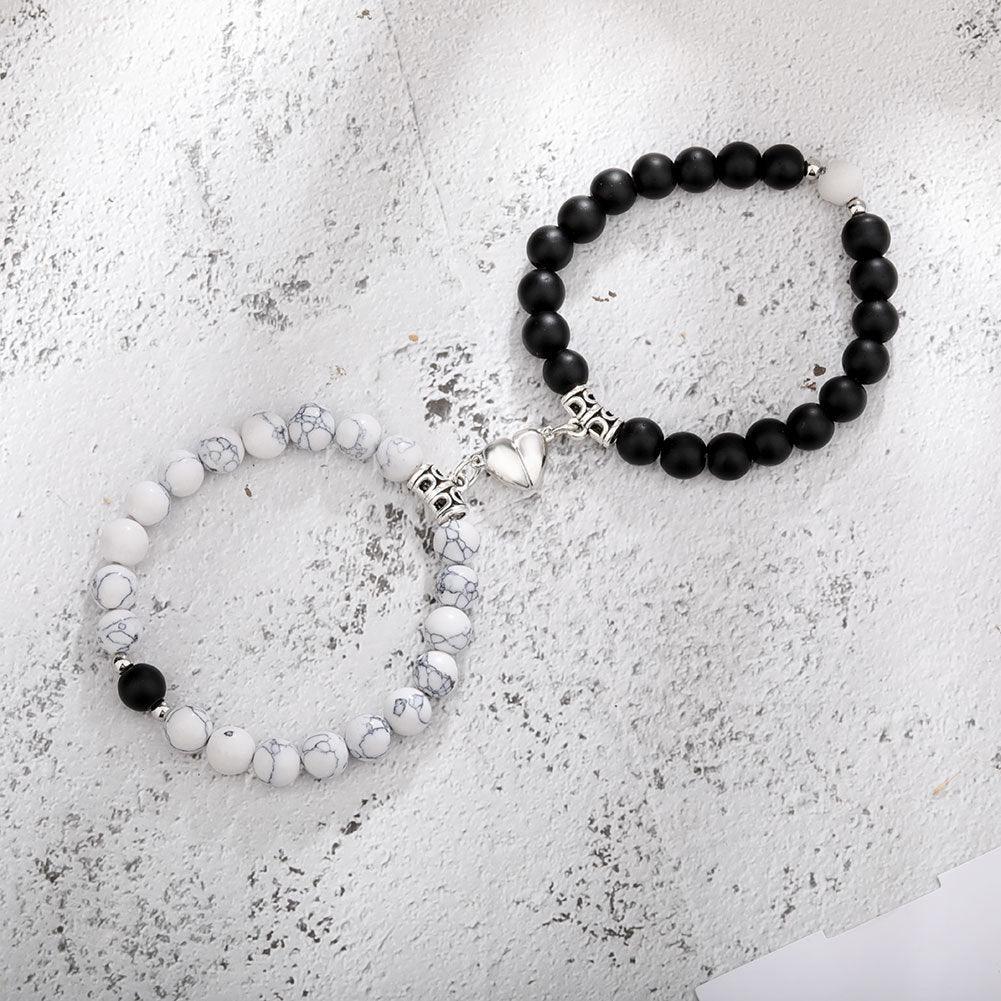 One Pair Magnetic Couple Bracelet For Women Lover Heart Distance Paired Pendant Natural Stone Bracelets Valentine's Day Gifts Men Jewelry - My Store