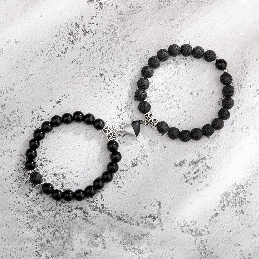 One Pair Magnetic Couple Bracelet For Women Lover Heart Distance Paired Pendant Natural Stone Bracelets Valentine's Day Gifts Men Jewelry - My Store