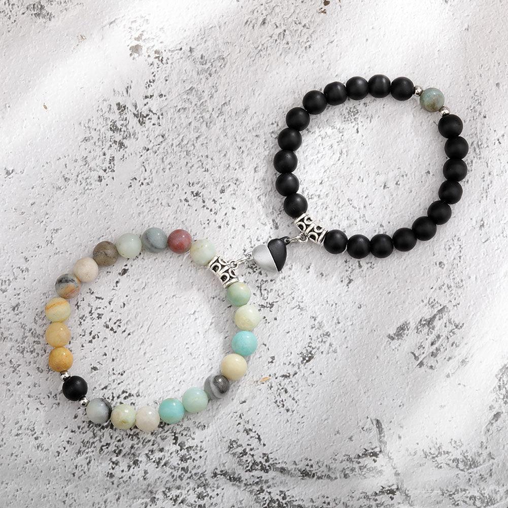 One Pair Magnetic Couple Bracelet For Women Lover Heart Distance Paired Pendant Natural Stone Bracelets Valentine's Day Gifts Men Jewelry - My Store