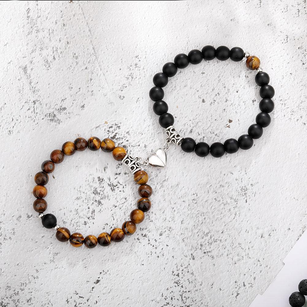 One Pair Magnetic Couple Bracelet For Women Lover Heart Distance Paired Pendant Natural Stone Bracelets Valentine's Day Gifts Men Jewelry - My Store