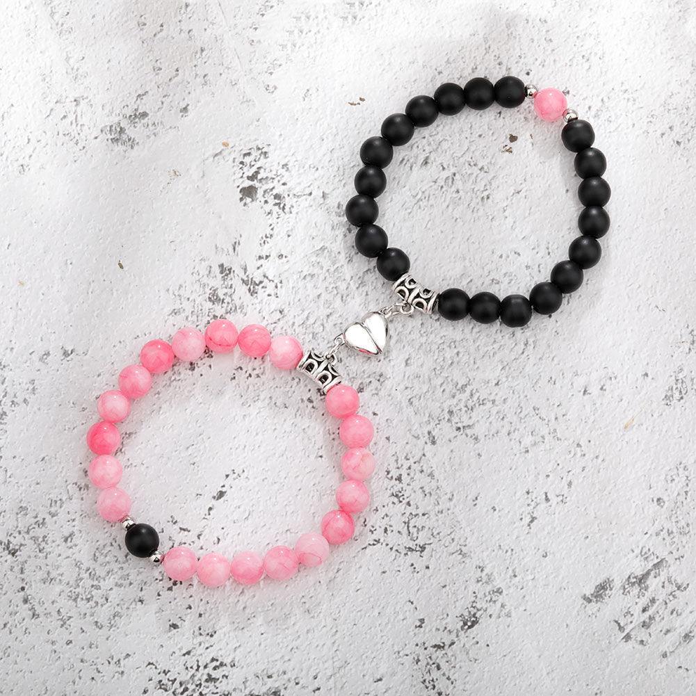 One Pair Magnetic Couple Bracelet For Women Lover Heart Distance Paired Pendant Natural Stone Bracelets Valentine's Day Gifts Men Jewelry - My Store