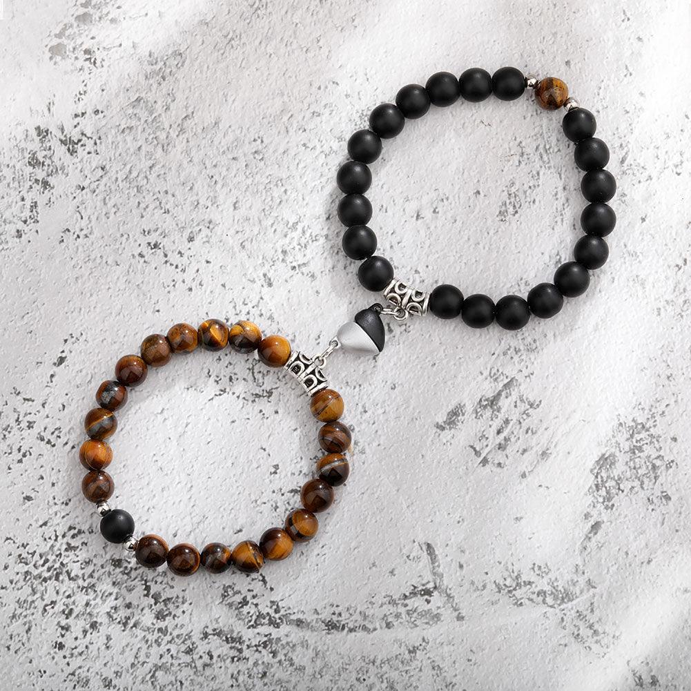 One Pair Magnetic Couple Bracelet For Women Lover Heart Distance Paired Pendant Natural Stone Bracelets Valentine's Day Gifts Men Jewelry - My Store