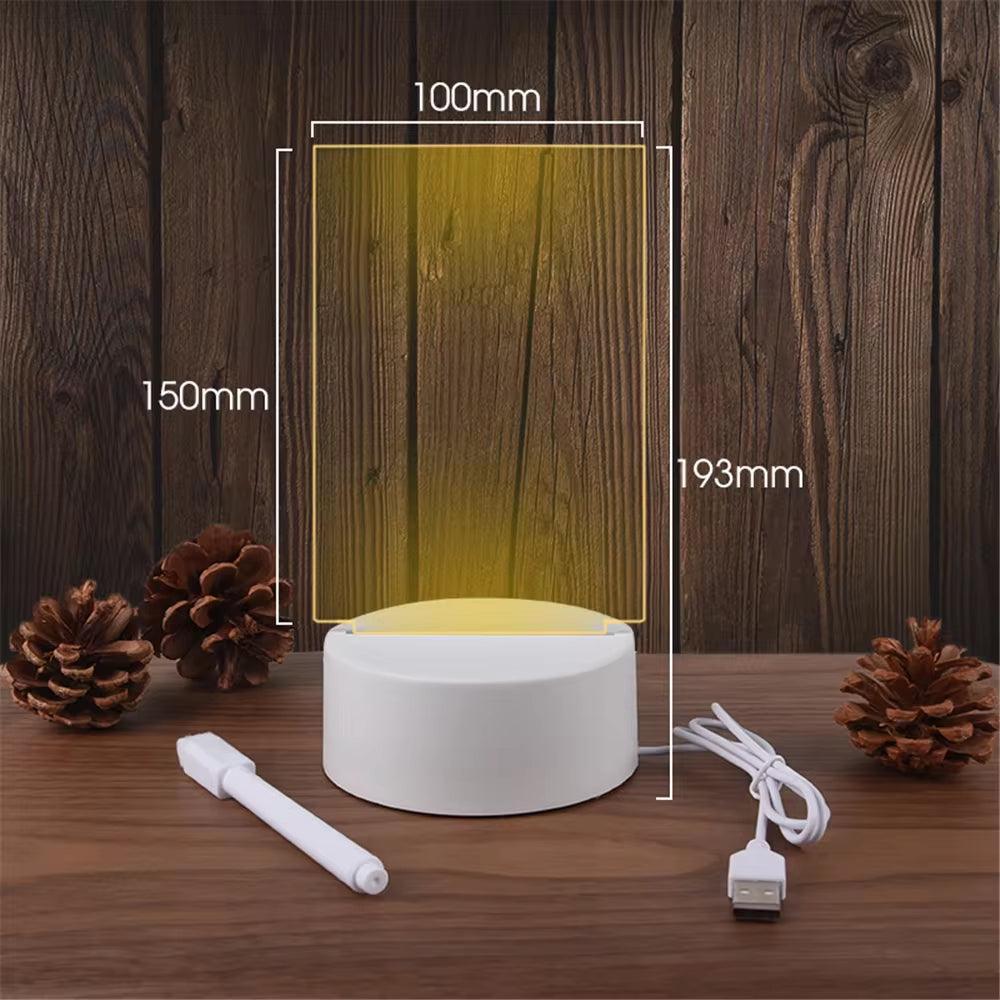 Transparent Luminous LED Night Lights USB Luminous Acrylic Night Light Erasable Write Message Board Calendar Desktop Ornaments - My Store