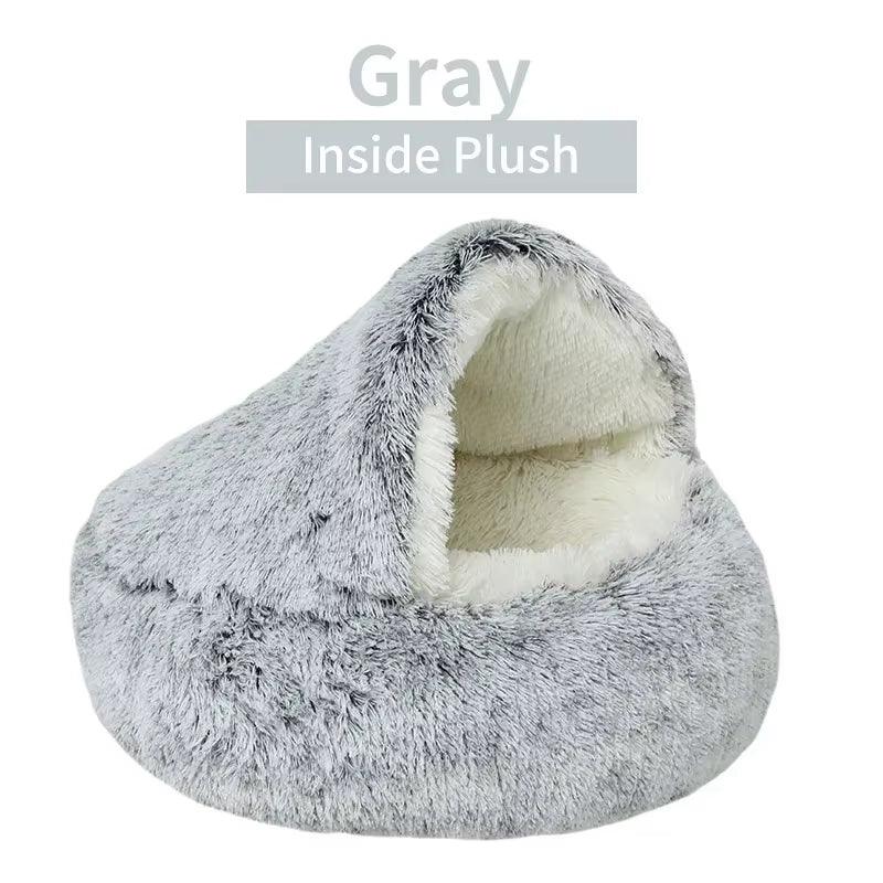 Winter Plush Pet Cat Bed round Cat Cushion Cat House 2 in 1 Warm Cats Basket Pet Sleep Bag Kitten Nest Kennel for Small Dog Cats - My Store