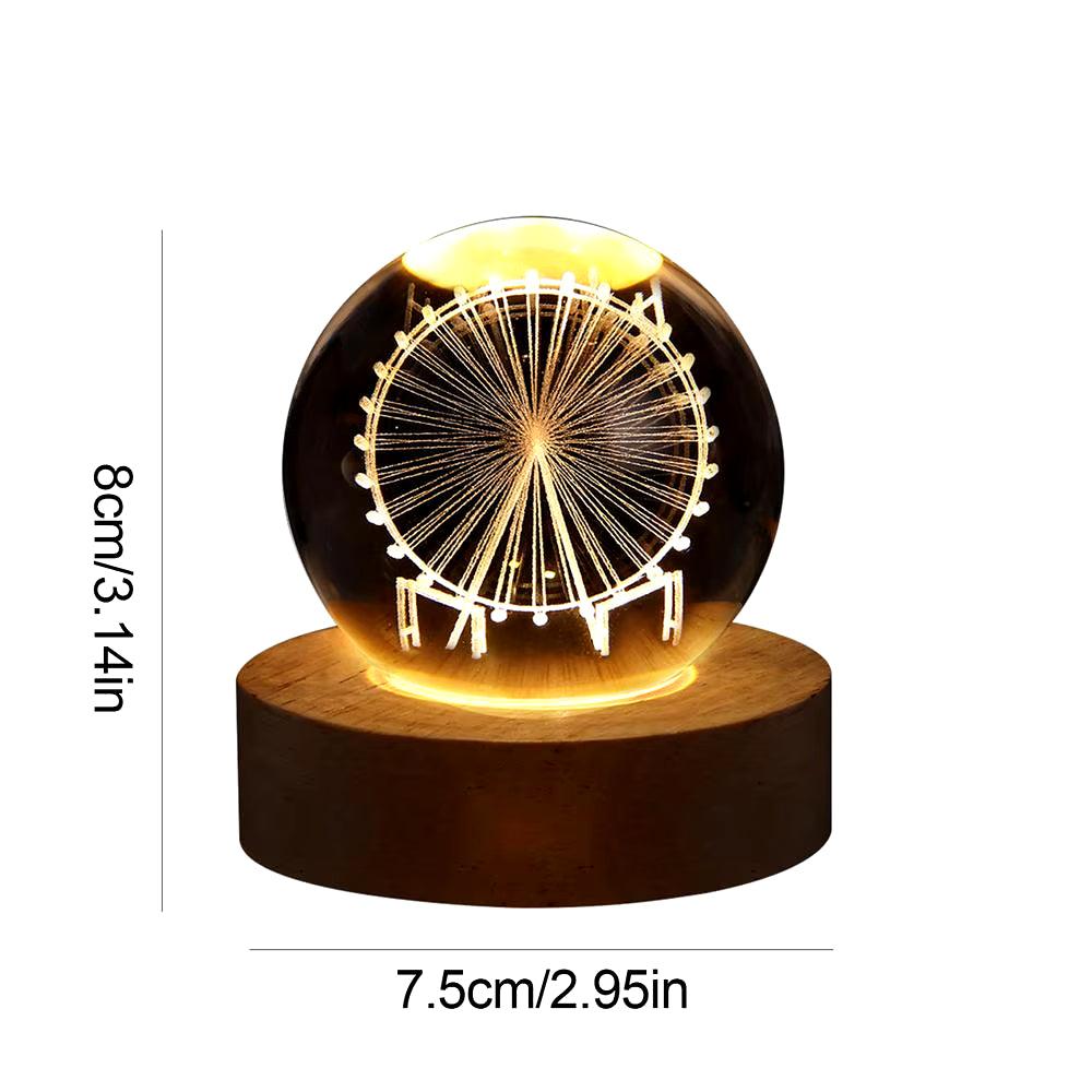 Crystal Ball Night Light 3D Moon Solar System Table Lamp LED Crystal Ball Children Friends Party Birthday Gifts Room Decor - My Store