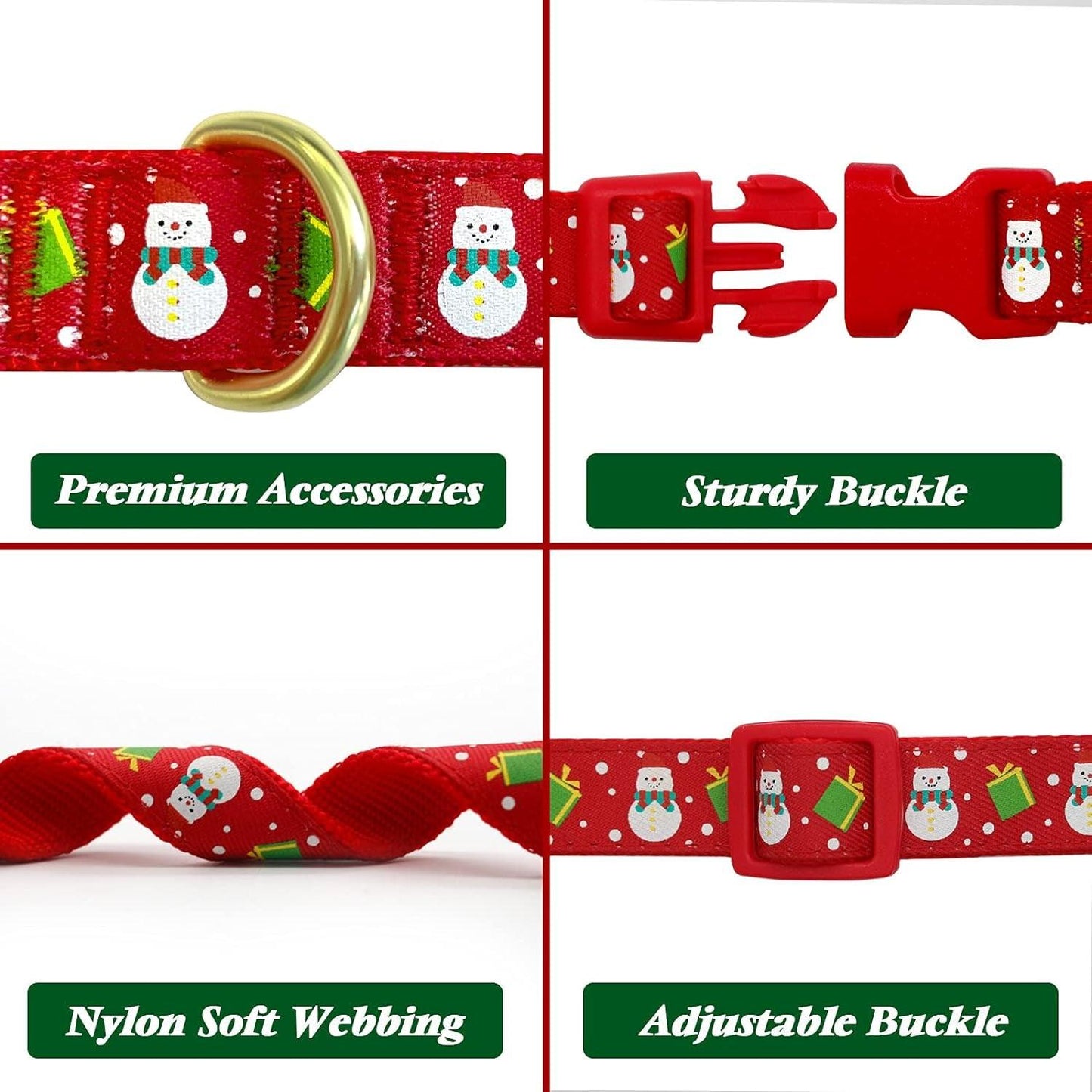 Christmas Dog Collar Adjustable Xmas Dog Collar with Christmas Antler Bow Tie Accessories Snowman Dog Collar for Medium Dogs - My Store