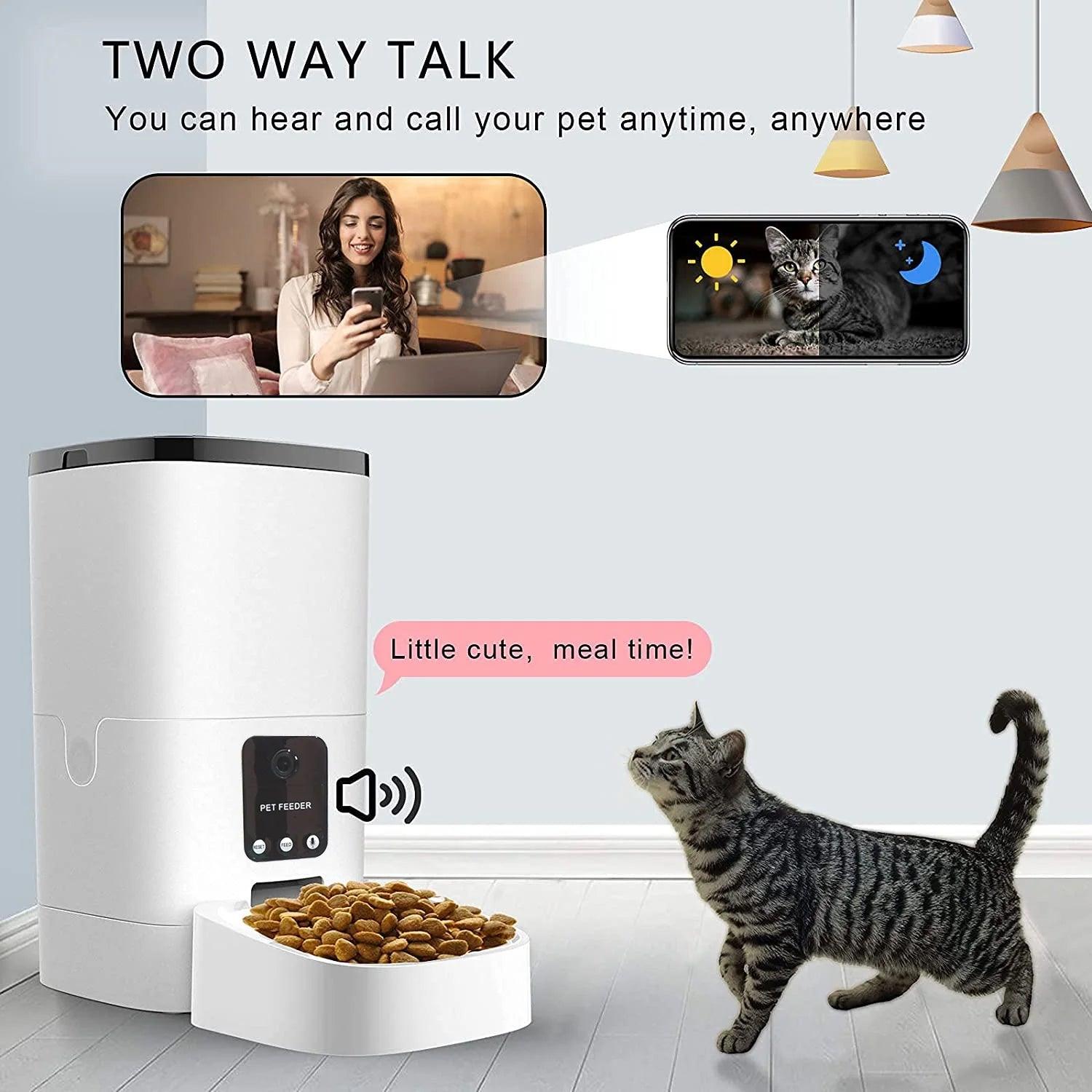 Pet Feeder,6L Automatic Pet Feeder for Cats and Dogs,1080P Camera,App Control,Voice Recorder,Timed Feeder for Schedule Feeding, Dual Power Supply,Wifi Pet Food Dispenser with App Control - My Store