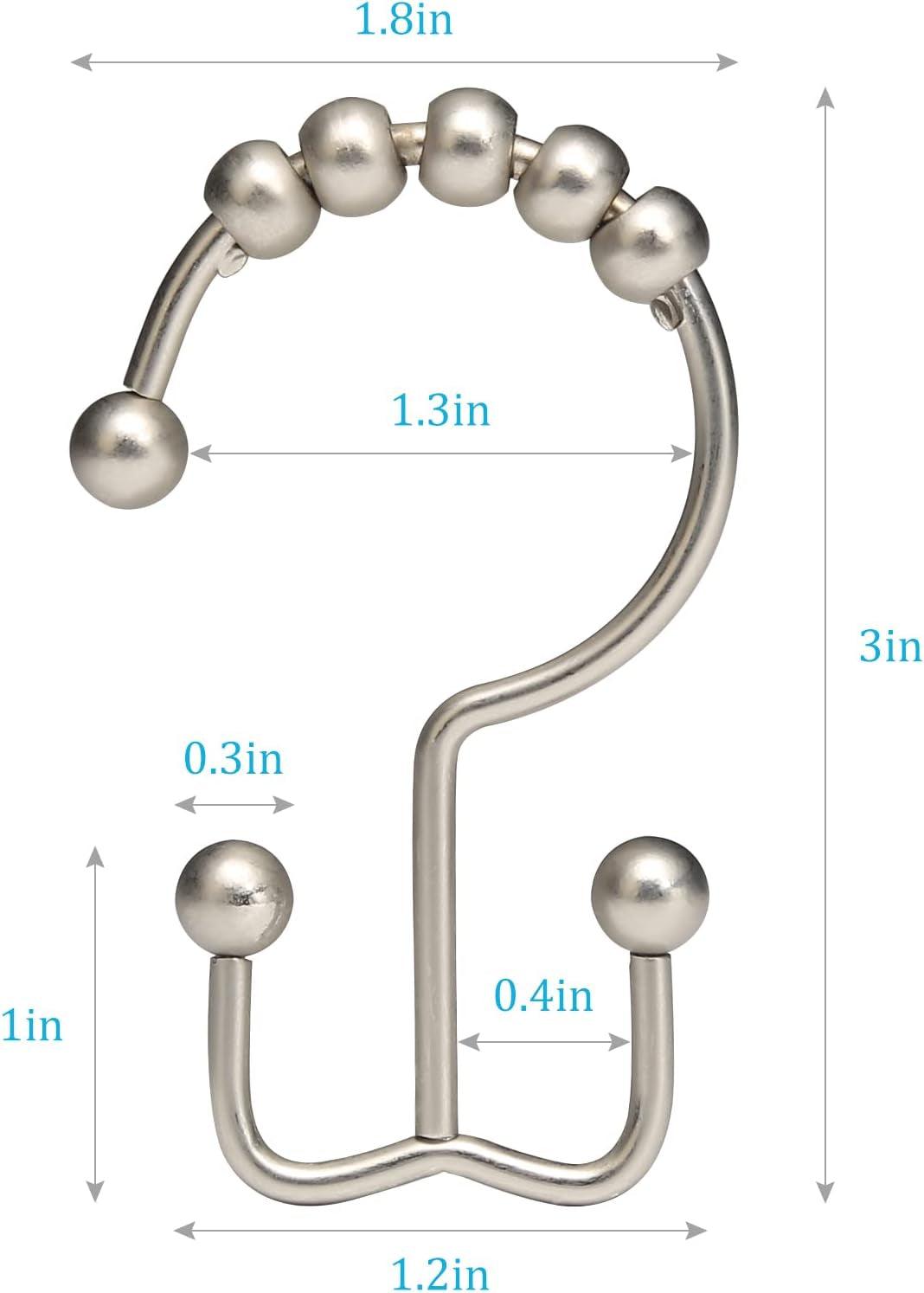 Shower Curtain Rings, Shower Curtain Hooks, Rust-Resistant Metal Shower Hooks for Curtain, Double Glide Shower Curtain Hooks for Bathroom Shower Curtain & Shower Liner, Set of 12, Matte Nickel… - My Store