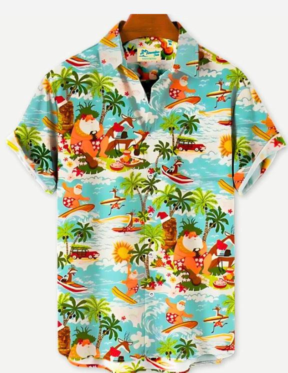 Summer Leisure Printed Hawaiian Shirt Men Vacation Seaside - My Store