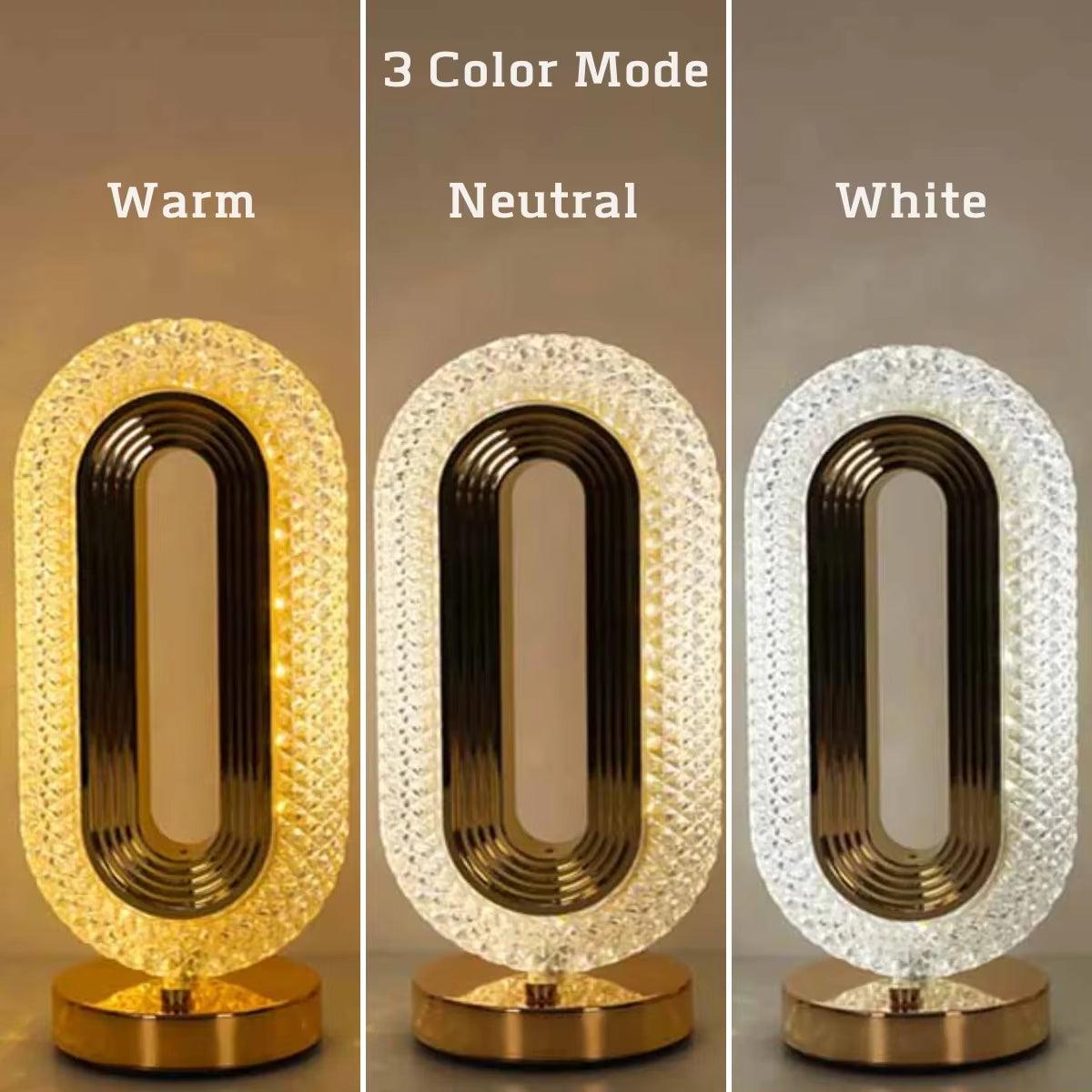 Modern Luxury Oval USB Rechargeable Crystal Table Lamp Living Room Bedroom Bedside Creative Decoration Atmosphere Night Light - My Store