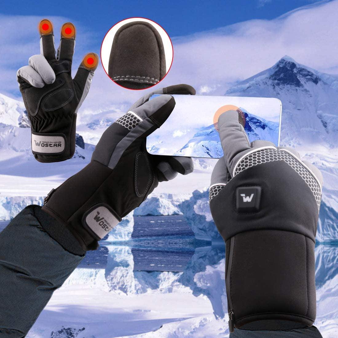 Electric Heated Gloves for Men Women with 3 Heating Levels Heated Gloves Touchscreen Waterproof Skiing Snowboarding Gloves - My Store