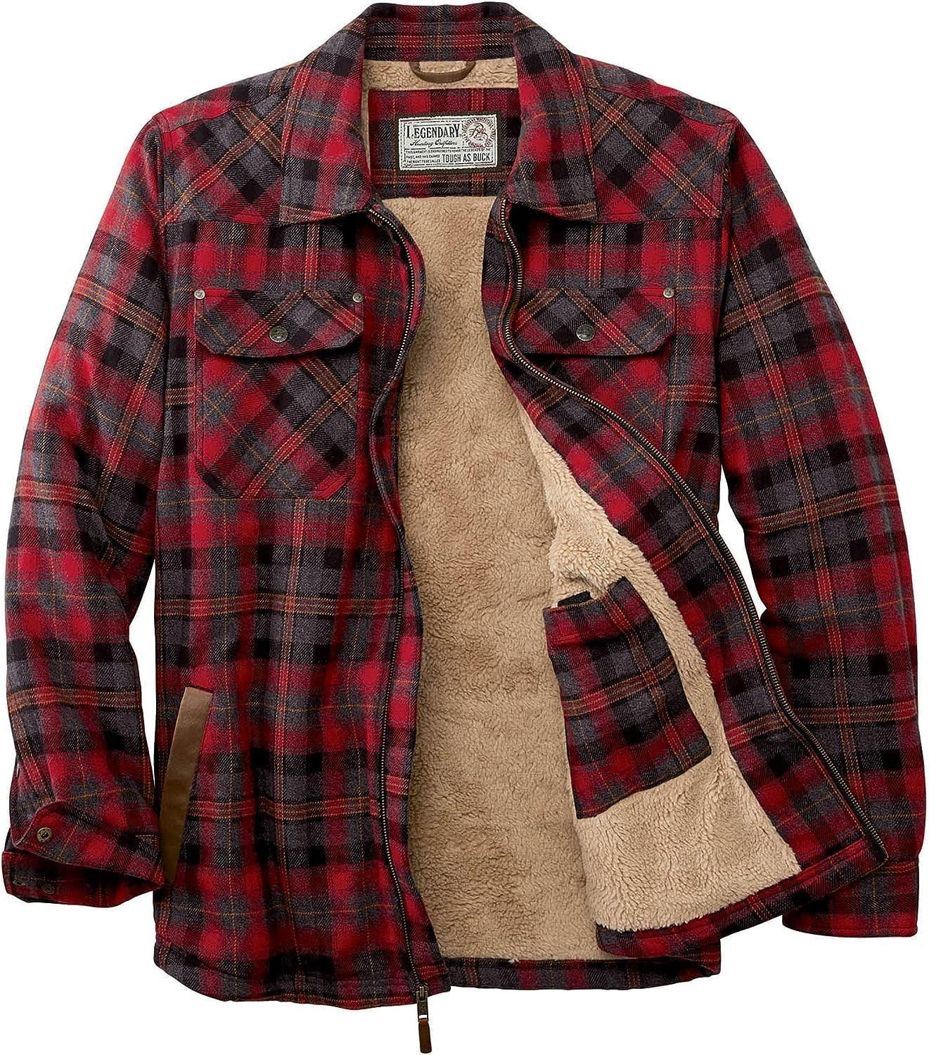 Men'S Tough as Buck Sherpa Lined Flannel Shirt Jacket - My Store