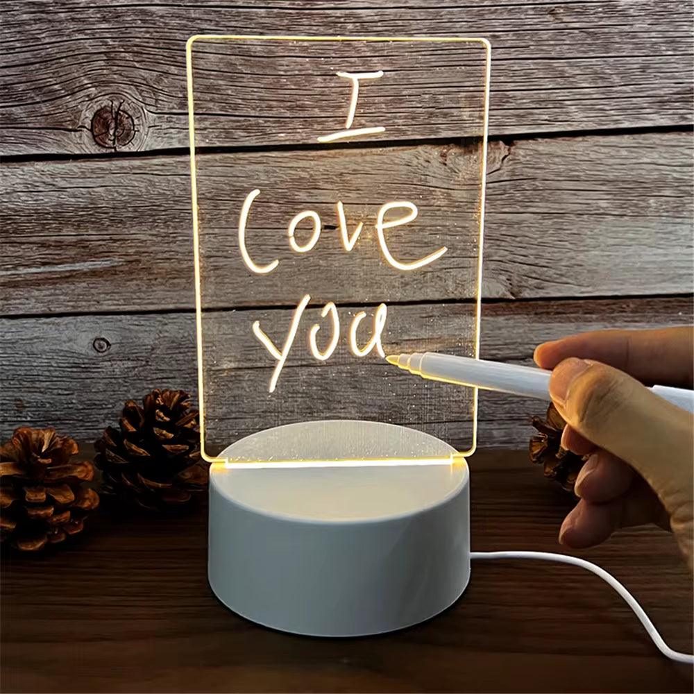 Transparent Luminous LED Night Lights USB Luminous Acrylic Night Light Erasable Write Message Board Calendar Desktop Ornaments - My Store