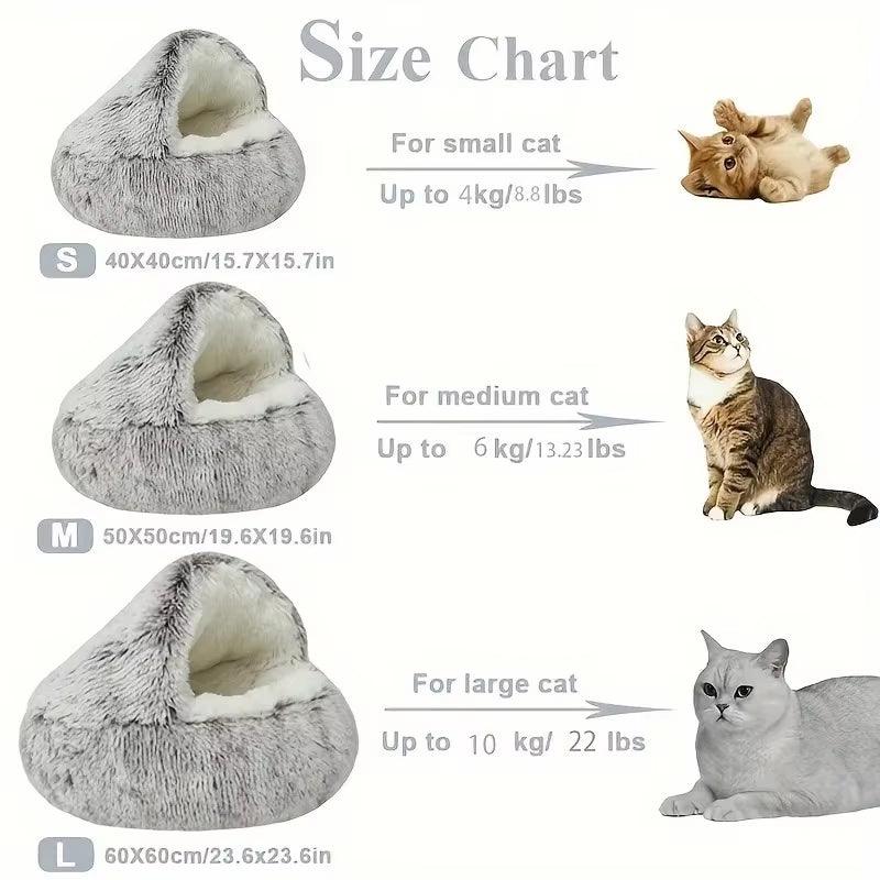 Winter Plush Pet Cat Bed round Cat Cushion Cat House 2 in 1 Warm Cats Basket Pet Sleep Bag Kitten Nest Kennel for Small Dog Cats - My Store