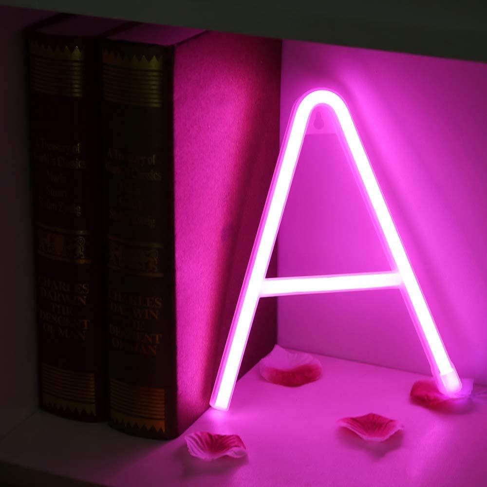 LED Neon Letters Light, Marquee Signs Light up Letters USB Plug in Batteries Operated Night Light Pink Lamp Words Signs for Teen Girls Bedroom Decor-Pink Letter a Sign - My Store