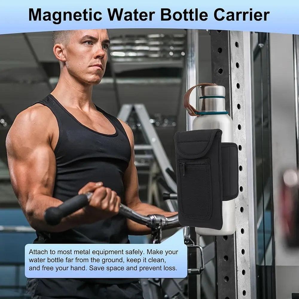 Magnetic Gym Water Bottle Bag Holder, Built-In Magnet for Easy Attachment to Metal Surface, Magnetic Bottle Sleeve Pouch - My Store