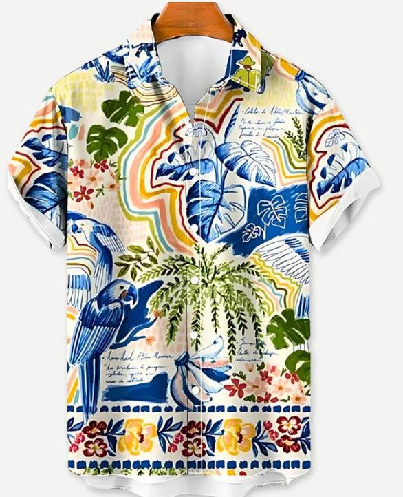 Summer Leisure Printed Hawaiian Shirt Men Vacation Seaside - My Store