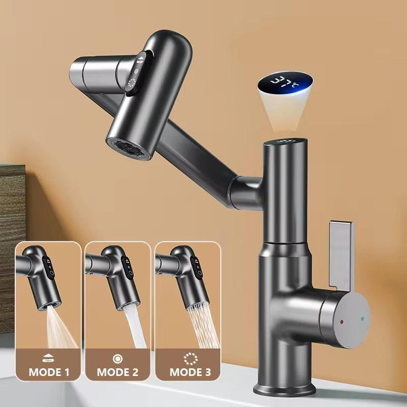 Digital Display LED Basin Faucet 360 Rotation Multi-Function Stream Sprayer Hot Cold Water Sink Mixer Wash Tap for Bathroom - My Store