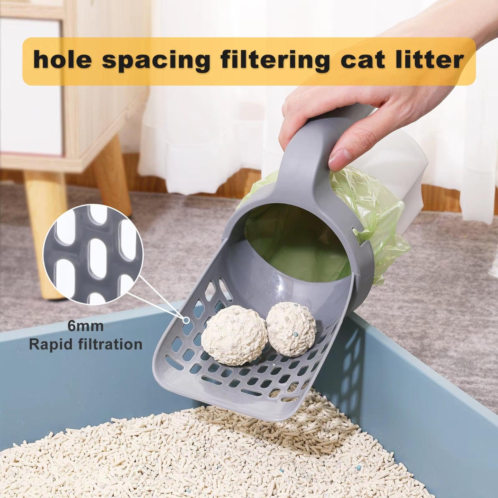 Cat Litter Shovel Scoop with Refill Bag for Pet Filter Clean Toilet Garbage Picker Cat Supplies Cat Litter Box Self Cleaning - My Store