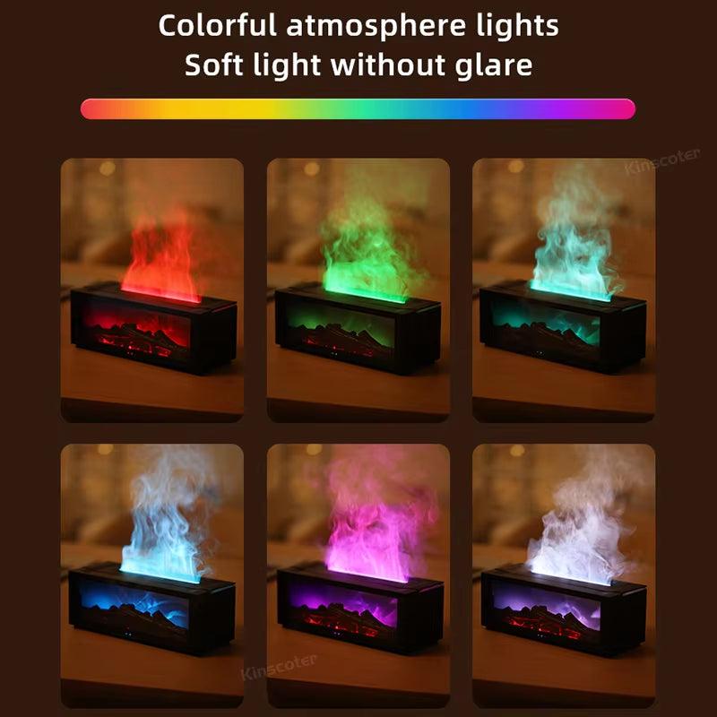 Simulated Fireplace Diffuser Aroma Essential Oil Air Humidifier with Timer Remote & Colorful Night Light for Home Creative Gift - My Store