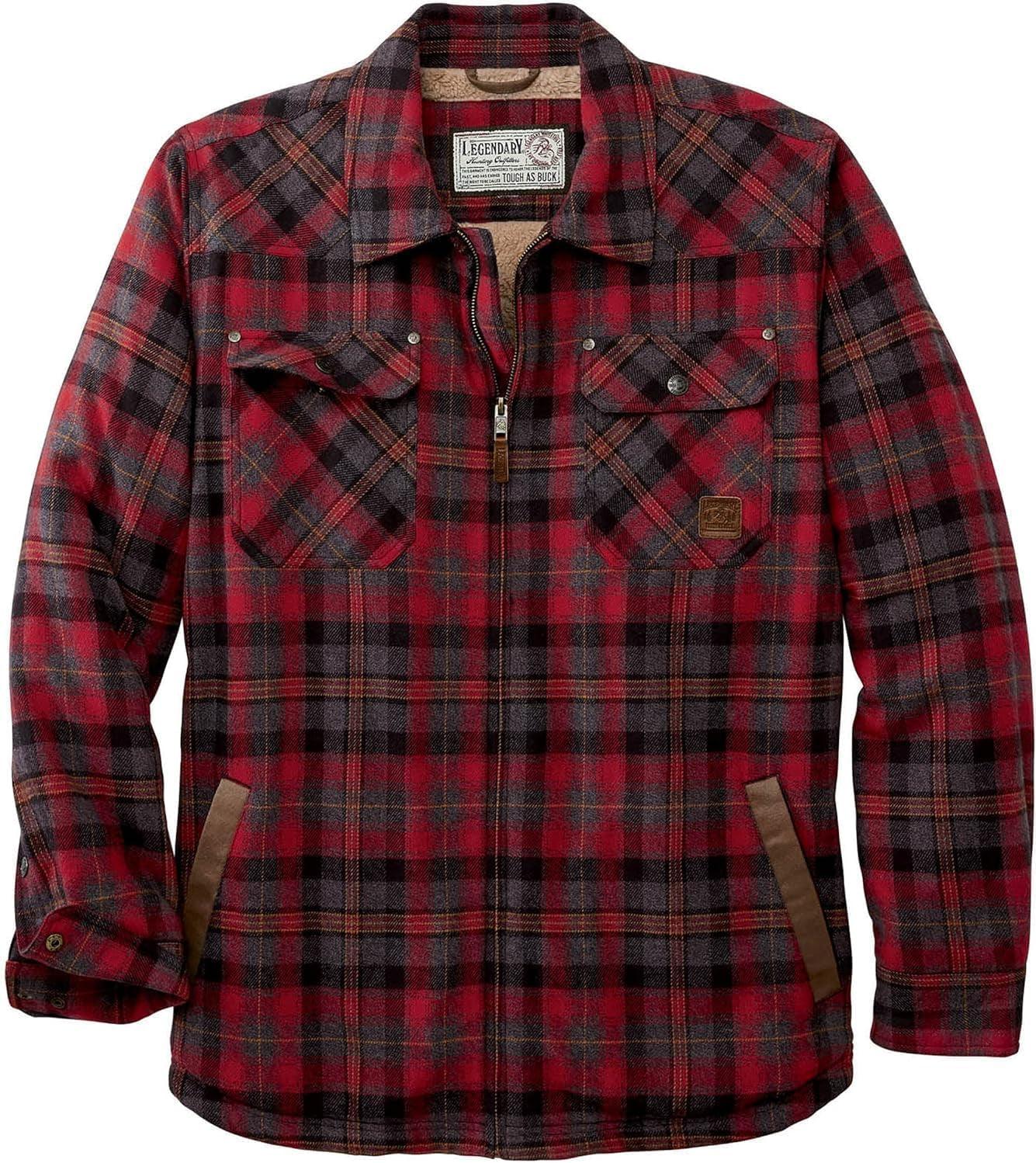 Men'S Tough as Buck Sherpa Lined Flannel Shirt Jacket - My Store