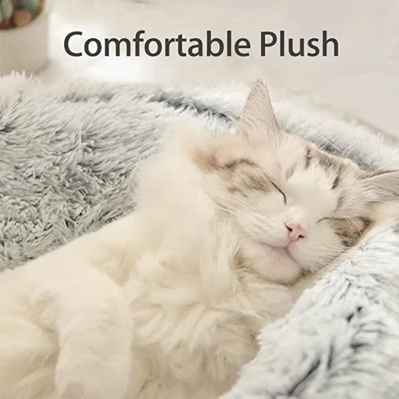 Winter Plush Pet Cat Bed round Cat Cushion Cat House 2 in 1 Warm Cats Basket Pet Sleep Bag Kitten Nest Kennel for Small Dog Cats - My Store