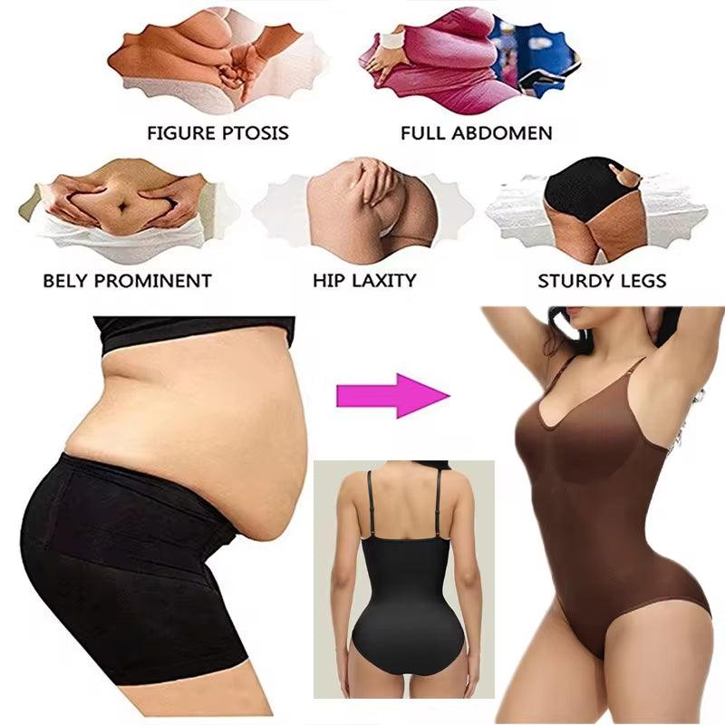 Super Sale V Neck Spaghetti Strap Bodysuit Compression Body Suits Open Crotch Shapewear Slimming Body Shaper Smooth Out Bodysuit - My Store