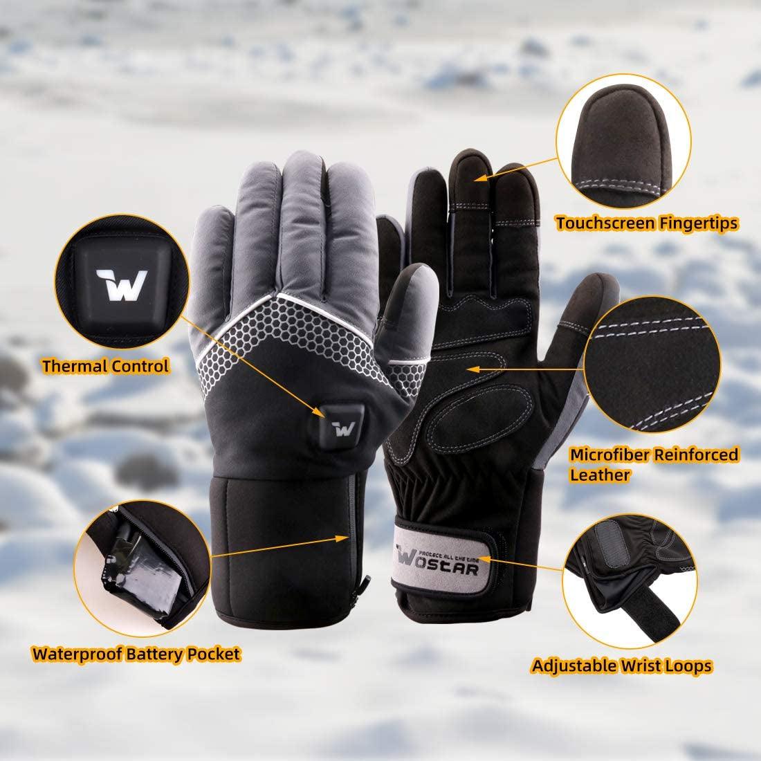 Electric Heated Gloves for Men Women with 3 Heating Levels Heated Gloves Touchscreen Waterproof Skiing Snowboarding Gloves - My Store