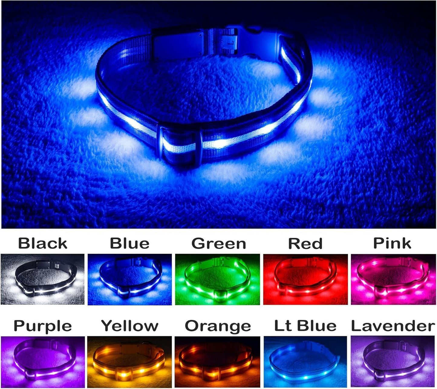 Brightest Light up Dog Collars - the Original LED Dog Collar with 1,000 Feet of Visibility - USB Rechargeable Waterproof Dog Collar Light - Dog Lights for Night Walking - USA Brand - My Store