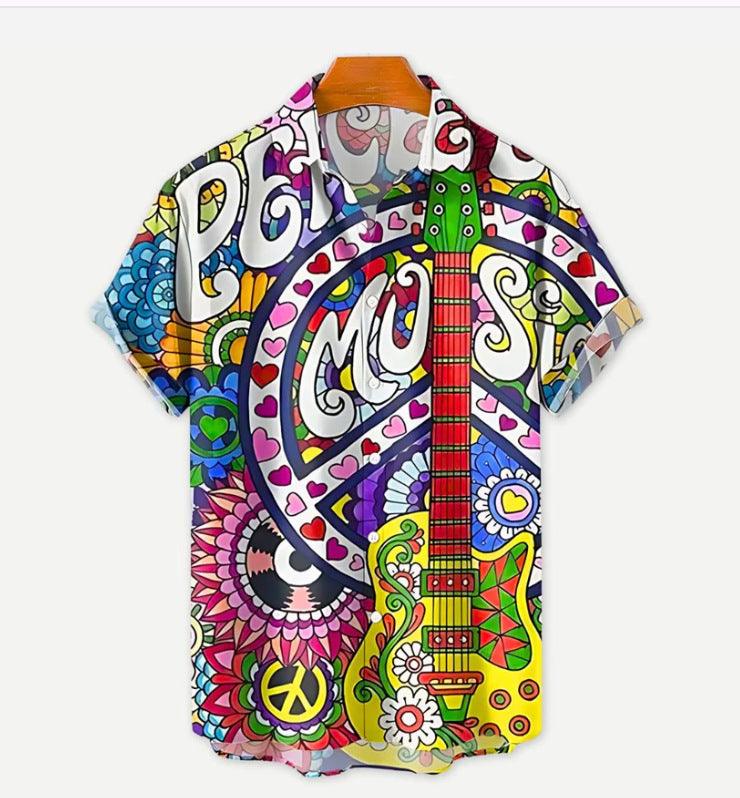 Summer Leisure Printed Hawaiian Shirt Men Vacation Seaside - My Store