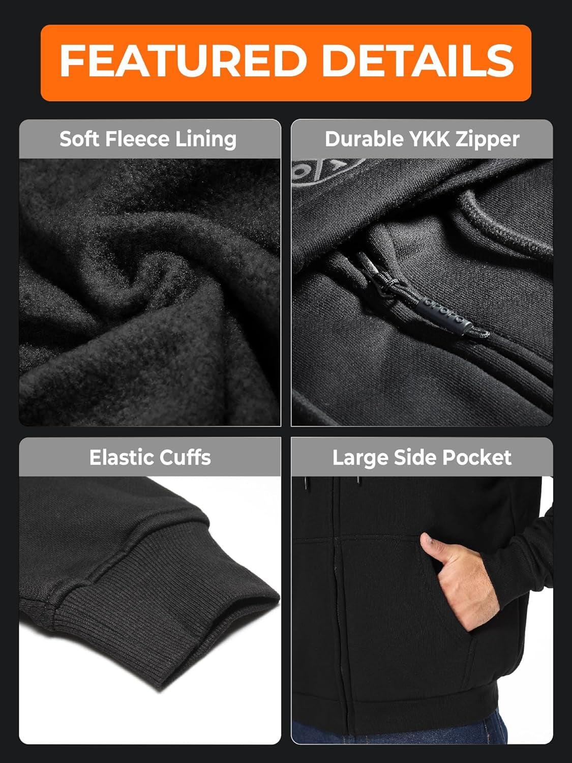 Heated Hoodie with Battery, Fleece Full-Zip Heated Sweatshirt Hoodie (Charger Not Included) - My Store