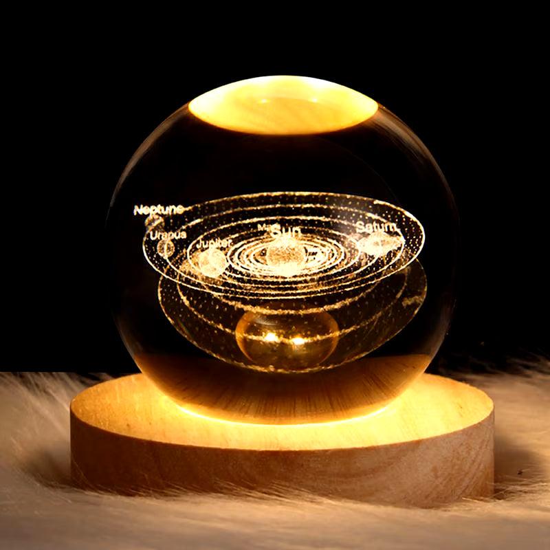 Crystal Ball Night Light 3D Moon Solar System Table Lamp LED Crystal Ball Children Friends Party Birthday Gifts Room Decor - My Store