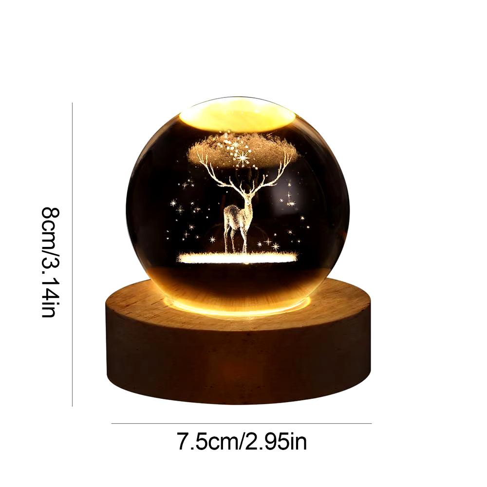 Crystal Ball Night Light 3D Moon Solar System Table Lamp LED Crystal Ball Children Friends Party Birthday Gifts Room Decor - My Store