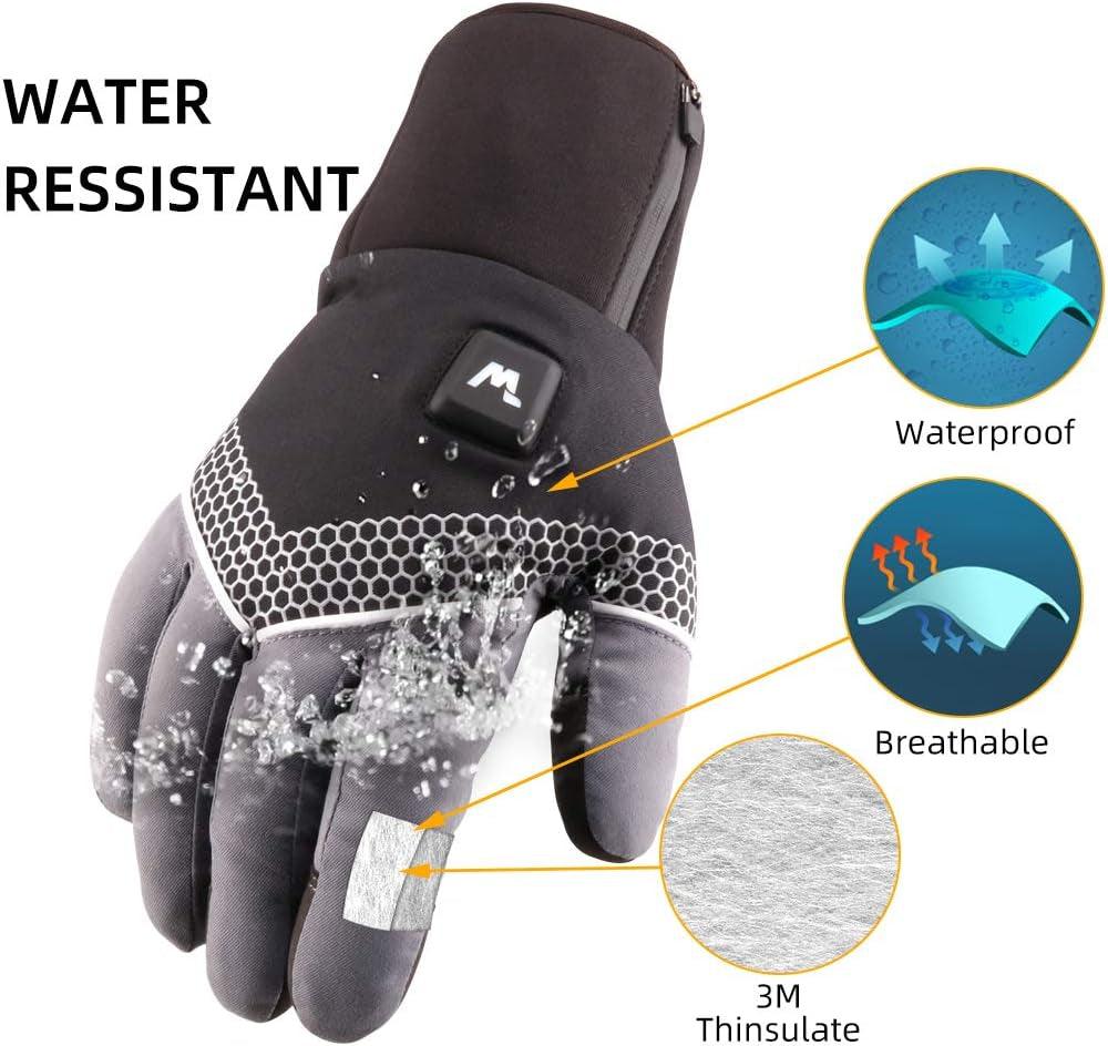 Electric Heated Gloves for Men Women with 3 Heating Levels Heated Gloves Touchscreen Waterproof Skiing Snowboarding Gloves - My Store