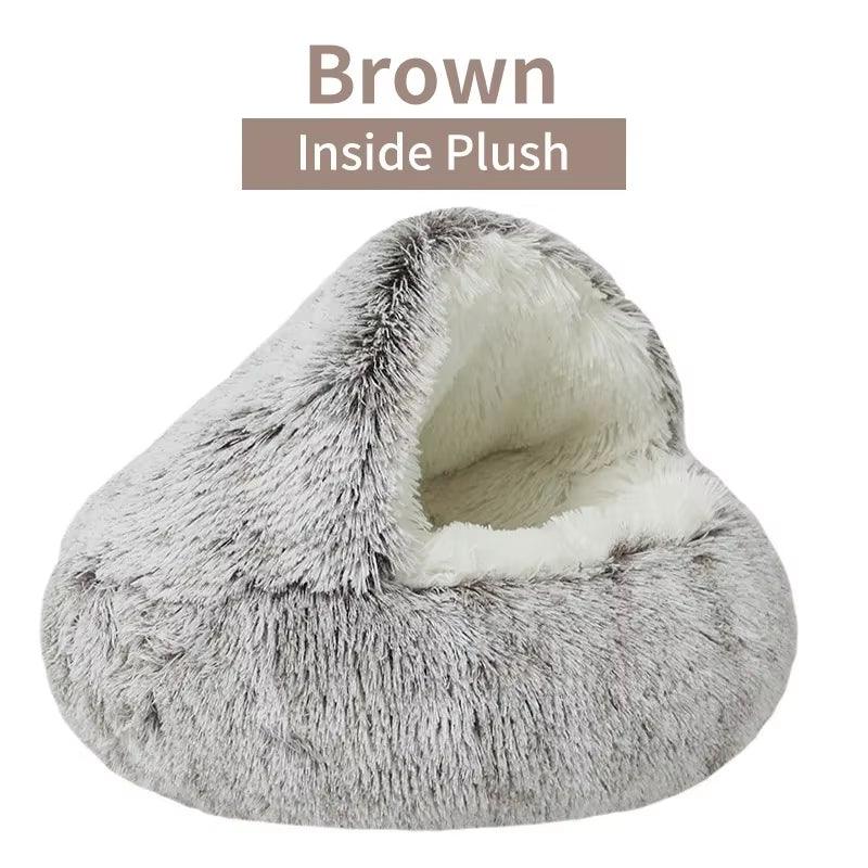 Winter Plush Pet Cat Bed round Cat Cushion Cat House 2 in 1 Warm Cats Basket Pet Sleep Bag Kitten Nest Kennel for Small Dog Cats - My Store