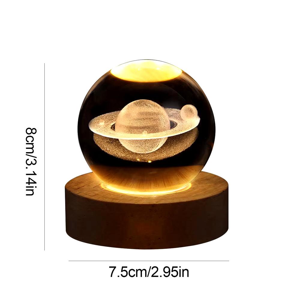 Crystal Ball Night Light 3D Moon Solar System Table Lamp LED Crystal Ball Children Friends Party Birthday Gifts Room Decor - My Store