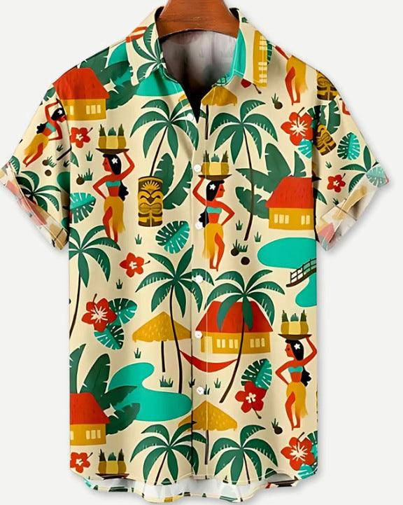 Summer Leisure Printed Hawaiian Shirt Men Vacation Seaside - My Store