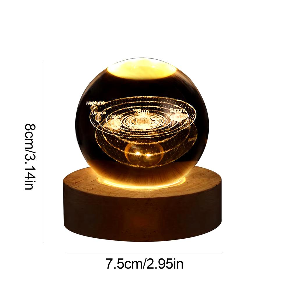 Crystal Ball Night Light 3D Moon Solar System Table Lamp LED Crystal Ball Children Friends Party Birthday Gifts Room Decor - My Store