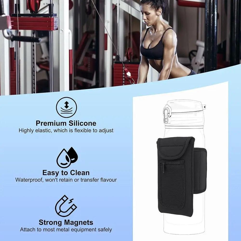 Magnetic Gym Water Bottle Bag Holder, Built-In Magnet for Easy Attachment to Metal Surface, Magnetic Bottle Sleeve Pouch - My Store