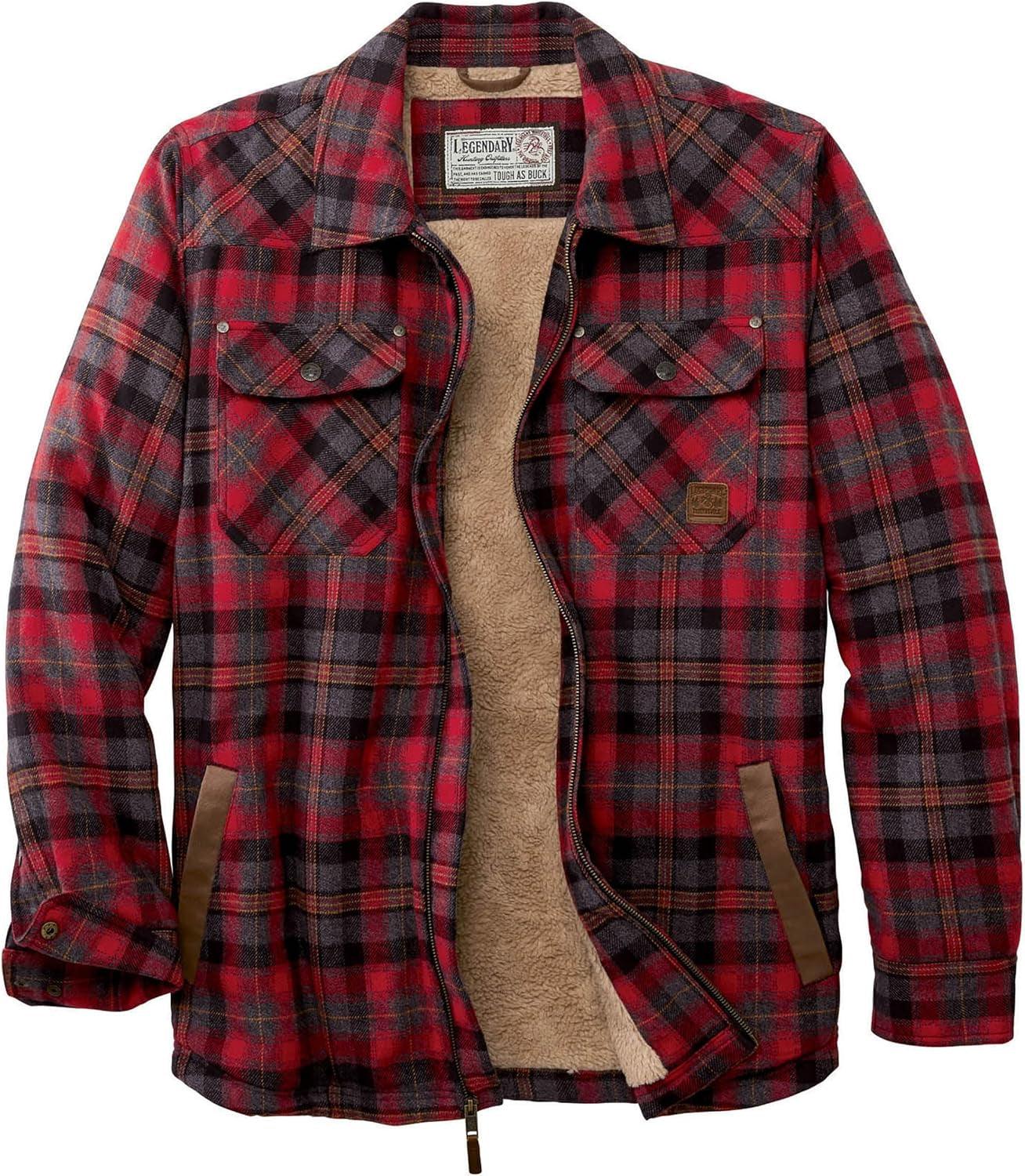 Men'S Tough as Buck Sherpa Lined Flannel Shirt Jacket - My Store