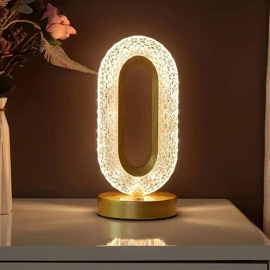 Modern Luxury Oval USB Rechargeable Crystal Table Lamp Living Room Bedroom Bedside Creative Decoration Atmosphere Night Light - My Store