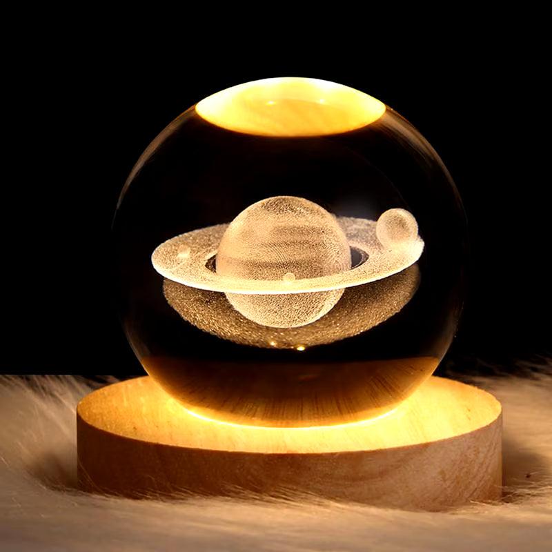 Crystal Ball Night Light 3D Moon Solar System Table Lamp LED Crystal Ball Children Friends Party Birthday Gifts Room Decor - My Store