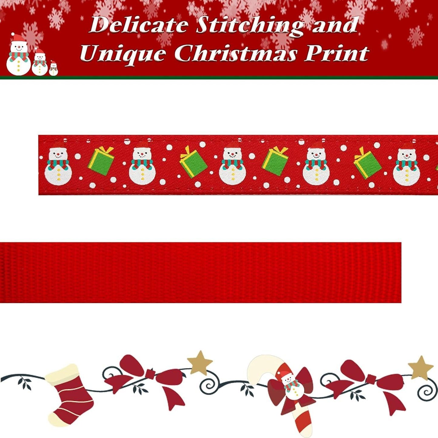 Christmas Dog Collar Adjustable Xmas Dog Collar with Christmas Antler Bow Tie Accessories Snowman Dog Collar for Medium Dogs - My Store