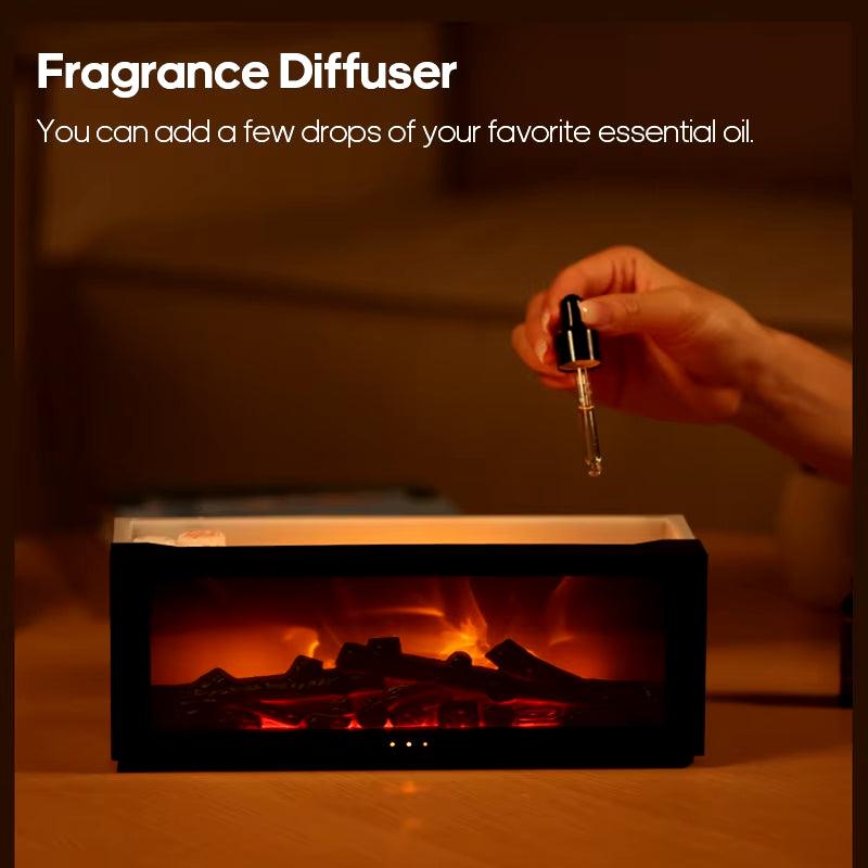 Simulated Fireplace Diffuser Aroma Essential Oil Air Humidifier with Timer Remote & Colorful Night Light for Home Creative Gift - My Store